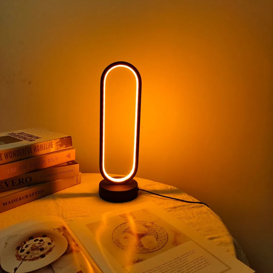 Elegant 3-Color Dimming LED Ring Lamp for Bedroom and Living Room - Stylish Bedside Night Light