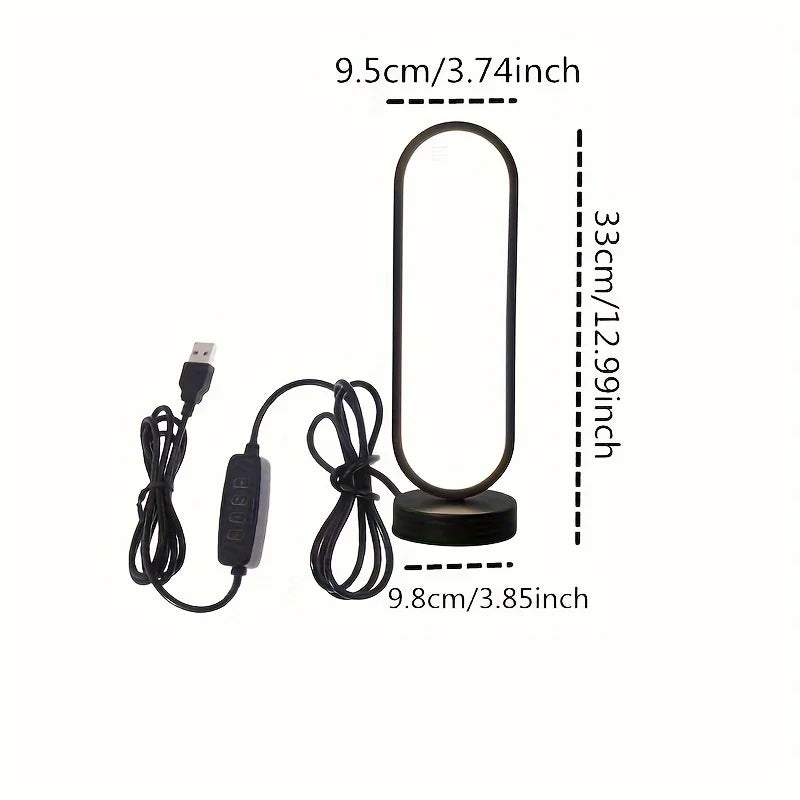 Elegant 3-Color Dimming LED Ring Lamp for Bedroom and Living Room - Stylish Bedside Night Light