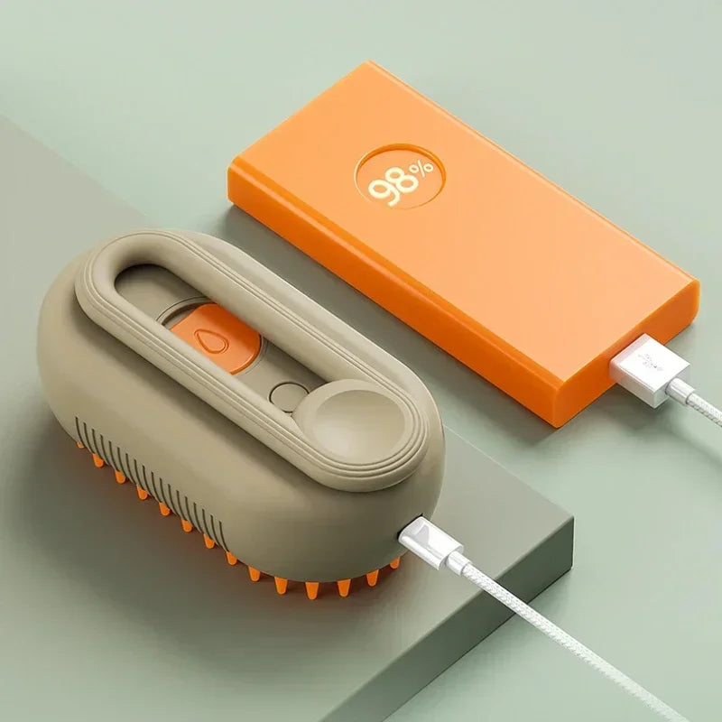 3-in-1 Pet Massage Brush with Steam Spray, Rotatable Design for Hair Removal and Bathing