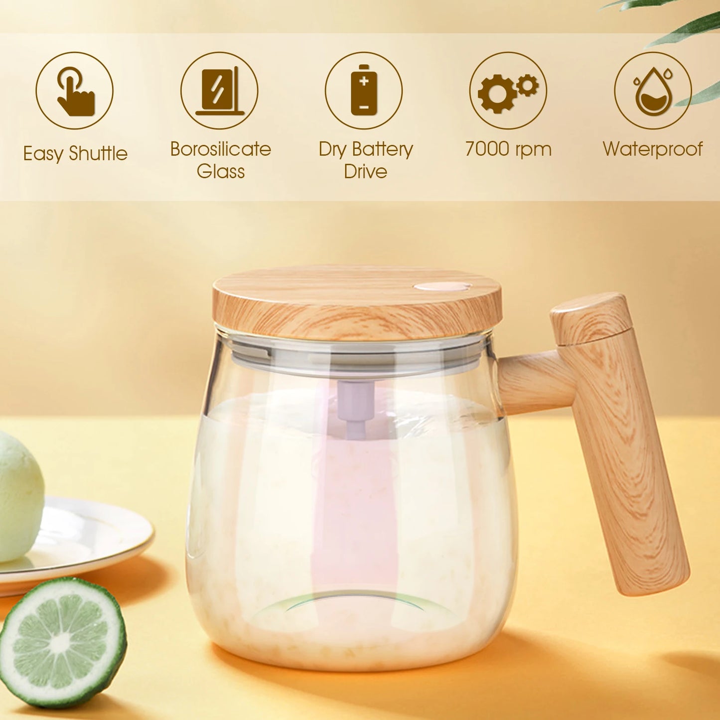 High-Speed 400ML Self-Stirring Mug - 7000RPM Electric Mix Cup for Effortless Coffee, Milk & Protein Mixing