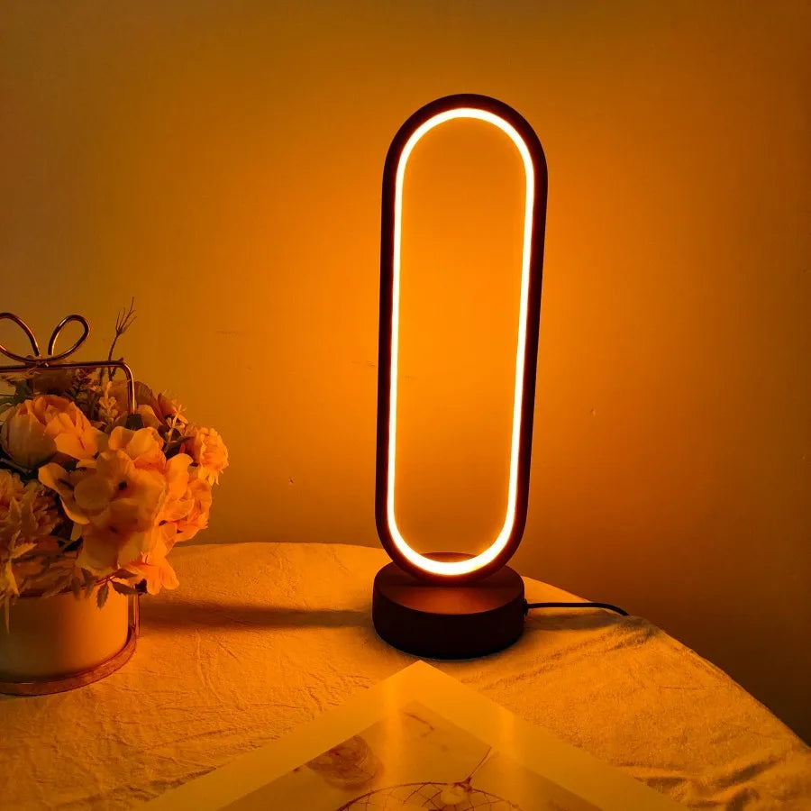 Elegant 3-Color Dimming LED Ring Lamp for Bedroom and Living Room - Stylish Bedside Night Light