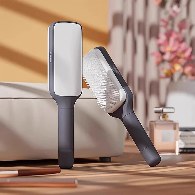 Self-Cleaning Hairbrush for Women with One-Key Cleaning, Scalp Massage, and Anti-Static Features