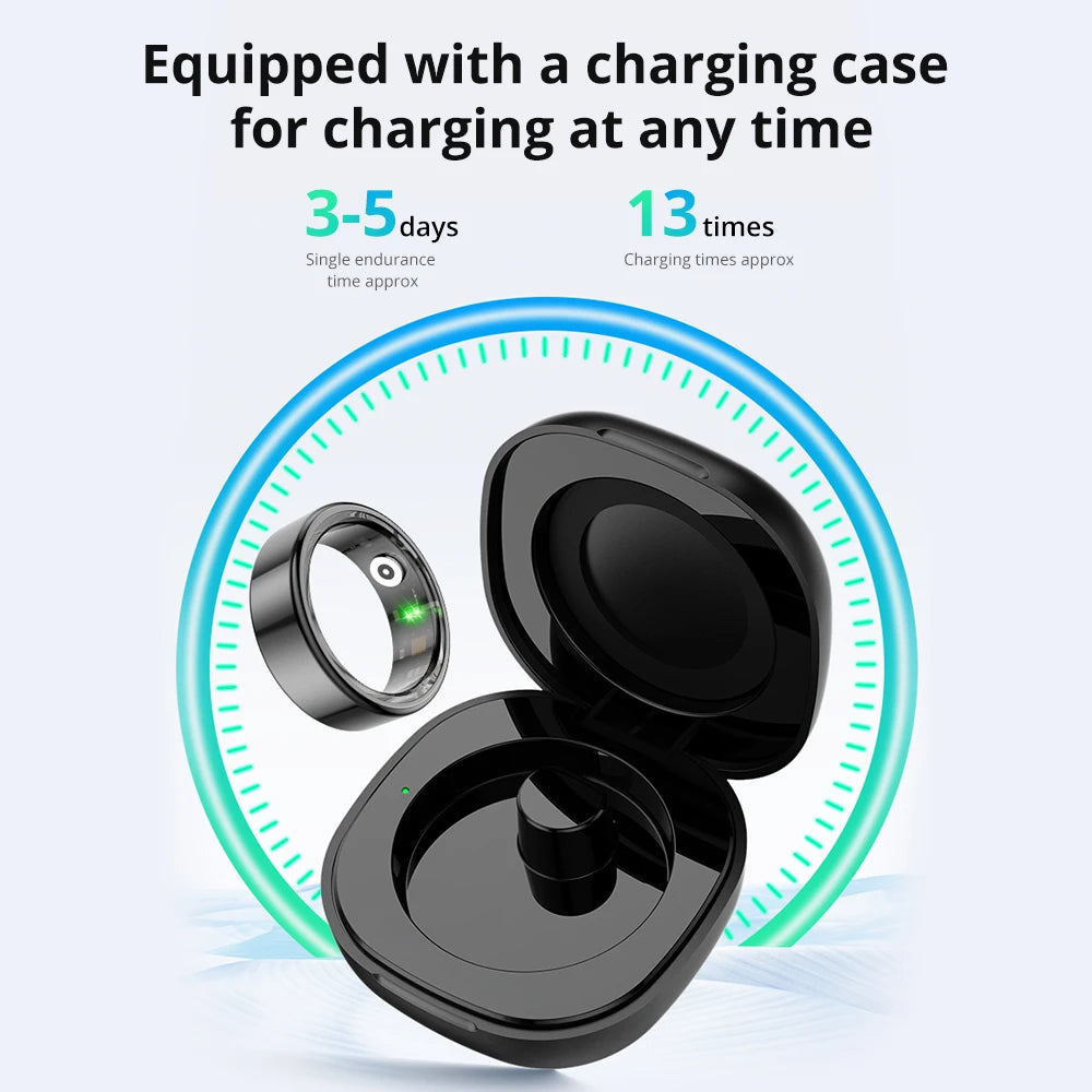 2024 R02 Smart Ring with Charging Case for Men and Women, 39-Day Battery Life, Health Monitoring, 5ATM Waterproof Rating