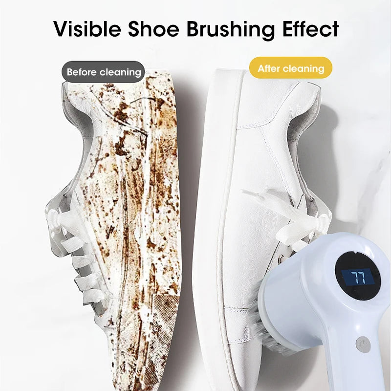 Electric Cordless Spin Scrubber with Five Replaceable Brush Heads for Efficient Bathroom Cleaning