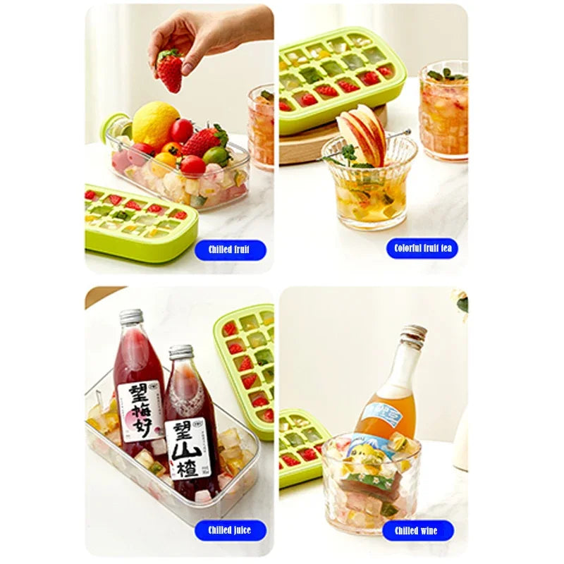 2-in-1 Water Bottle Ice Cube Tray with Lid, Ice Cube Bottle with Lid and Straw, Perfect for Coffee, Juice and Beverages (Pink-800ML)