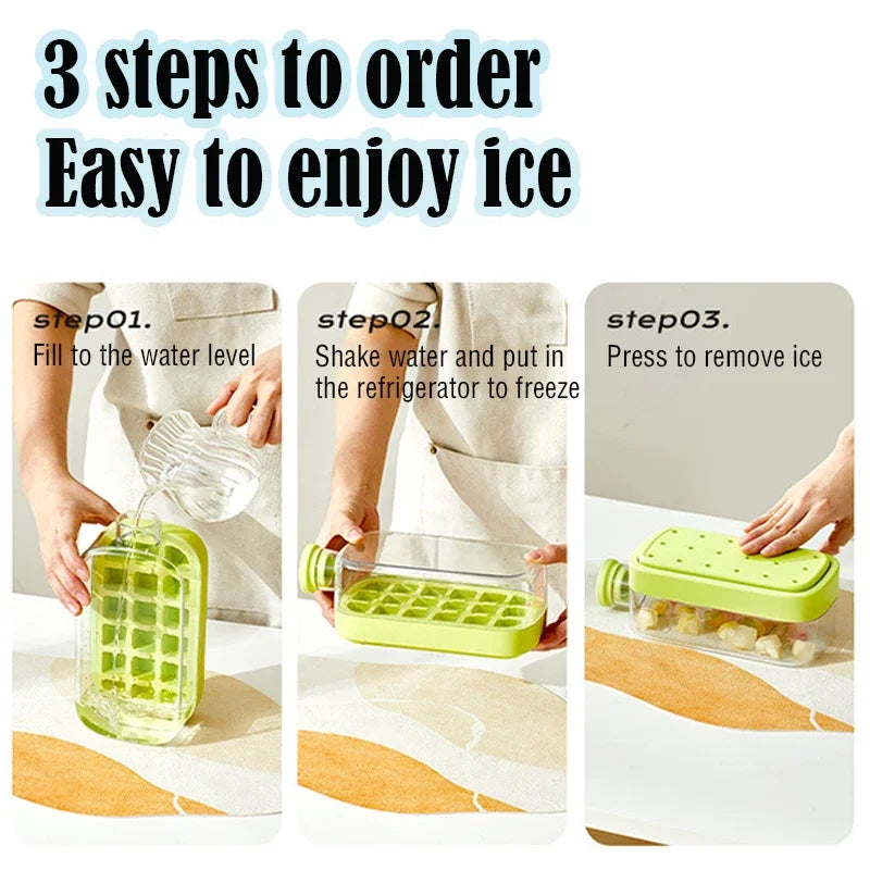 2-in-1 Water Bottle Ice Cube Tray with Lid, Ice Cube Bottle with Lid and Straw, Perfect for Coffee, Juice and Beverages (Pink-800ML)