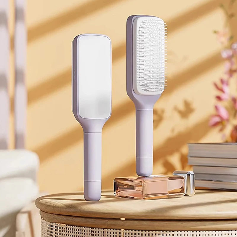 Self-Cleaning Hairbrush for Women with One-Key Cleaning, Scalp Massage, and Anti-Static Features