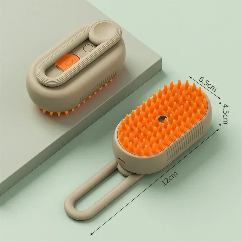 3-in-1 Pet Massage Brush with Steam Spray, Rotatable Design for Hair Removal and Bathing