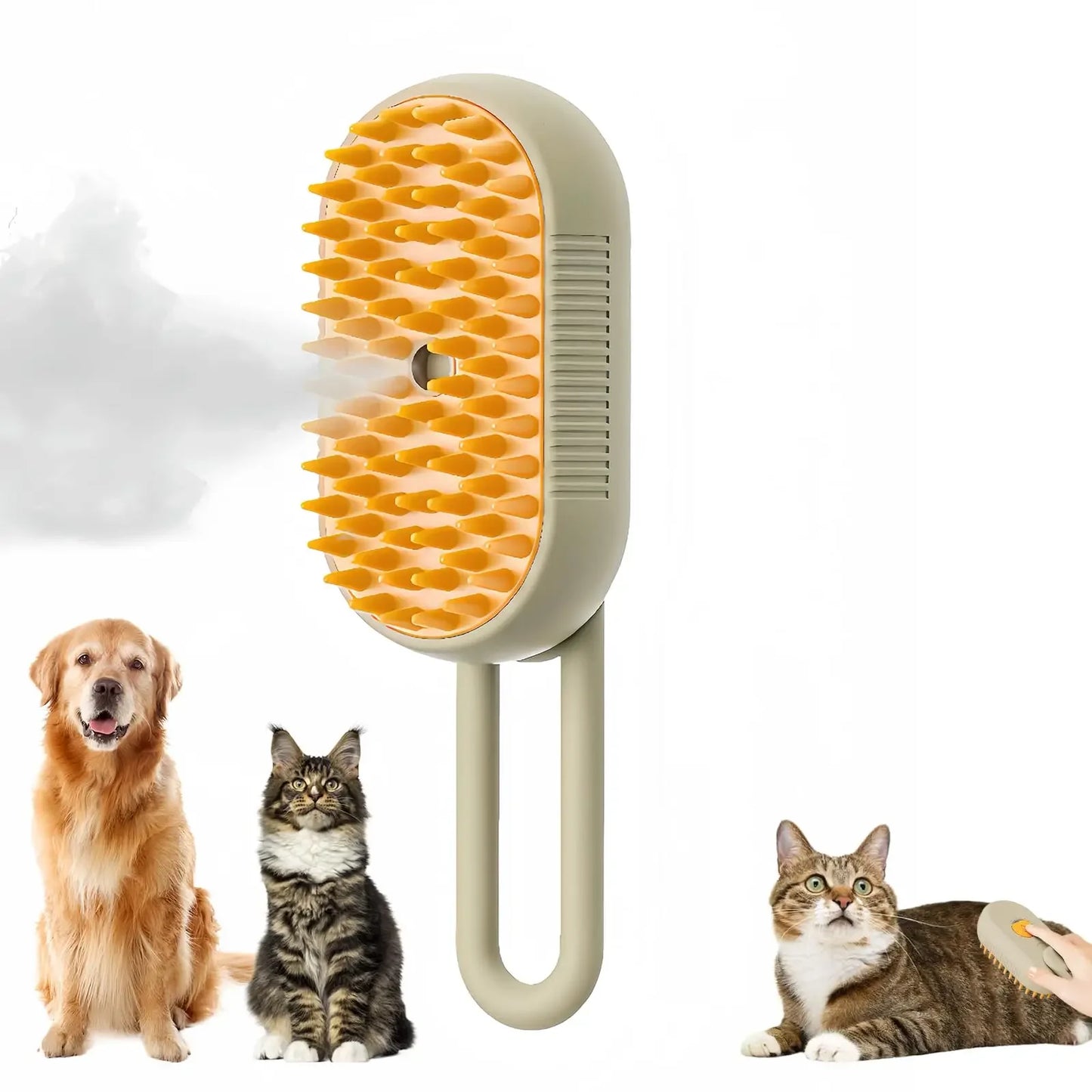 3-in-1 Pet Massage Brush with Steam Spray, Rotatable Design for Hair Removal and Bathing