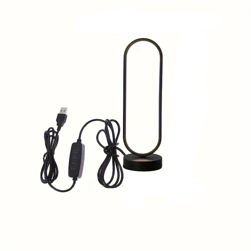 Elegant 3-Color Dimming LED Ring Lamp for Bedroom and Living Room - Stylish Bedside Night Light