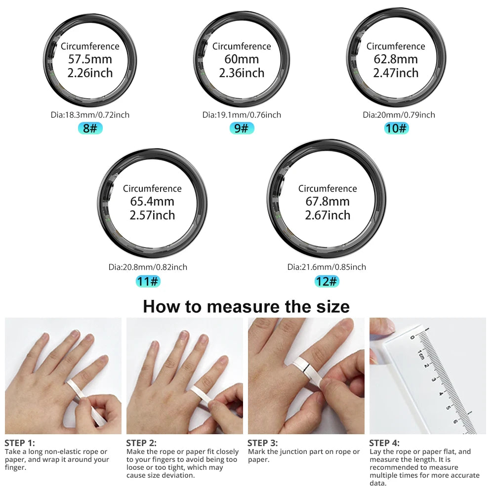 2024 R02 Smart Ring with Charging Case for Men and Women, 39-Day Battery Life, Health Monitoring, 5ATM Waterproof Rating