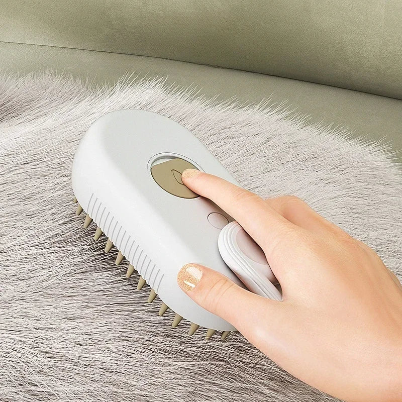 3-in-1 Pet Massage Brush with Steam Spray, Rotatable Design for Hair Removal and Bathing