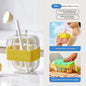 2-in-1 Water Bottle Ice Cube Tray with Lid, Ice Cube Bottle with Lid and Straw, Perfect for Coffee, Juice and Beverages (Pink-800ML)
