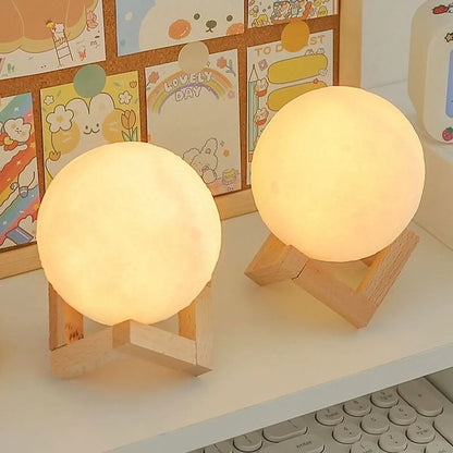 8Cm Romantic Moon Light LED Night Lamp - Create a Cozy Bedroom Ambiance with Soft Warm Light