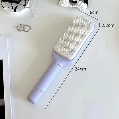 Self-Cleaning Hairbrush for Women with One-Key Cleaning, Scalp Massage, and Anti-Static Features
