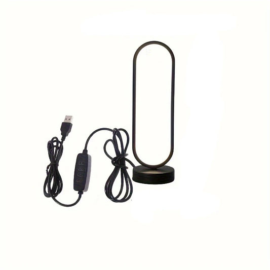Elegant 3-Color Dimming LED Ring Lamp for Bedroom and Living Room - Stylish Bedside Night Light