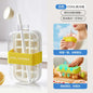 2-in-1 Water Bottle Ice Cube Tray with Lid, Ice Cube Bottle with Lid and Straw, Perfect for Coffee, Juice and Beverages (Pink-800ML)