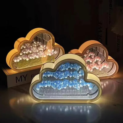 Tulip Garden Cloud Night LED Lights - Enchanting DIY Mirror Decor for Bedrooms, Ideal Gift for Teen Girls, Couples, and Kids
